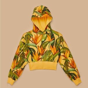 Farm Rio x Adidas Birds Of Paradise Semi Spark Jacket Cropped Hoodie
